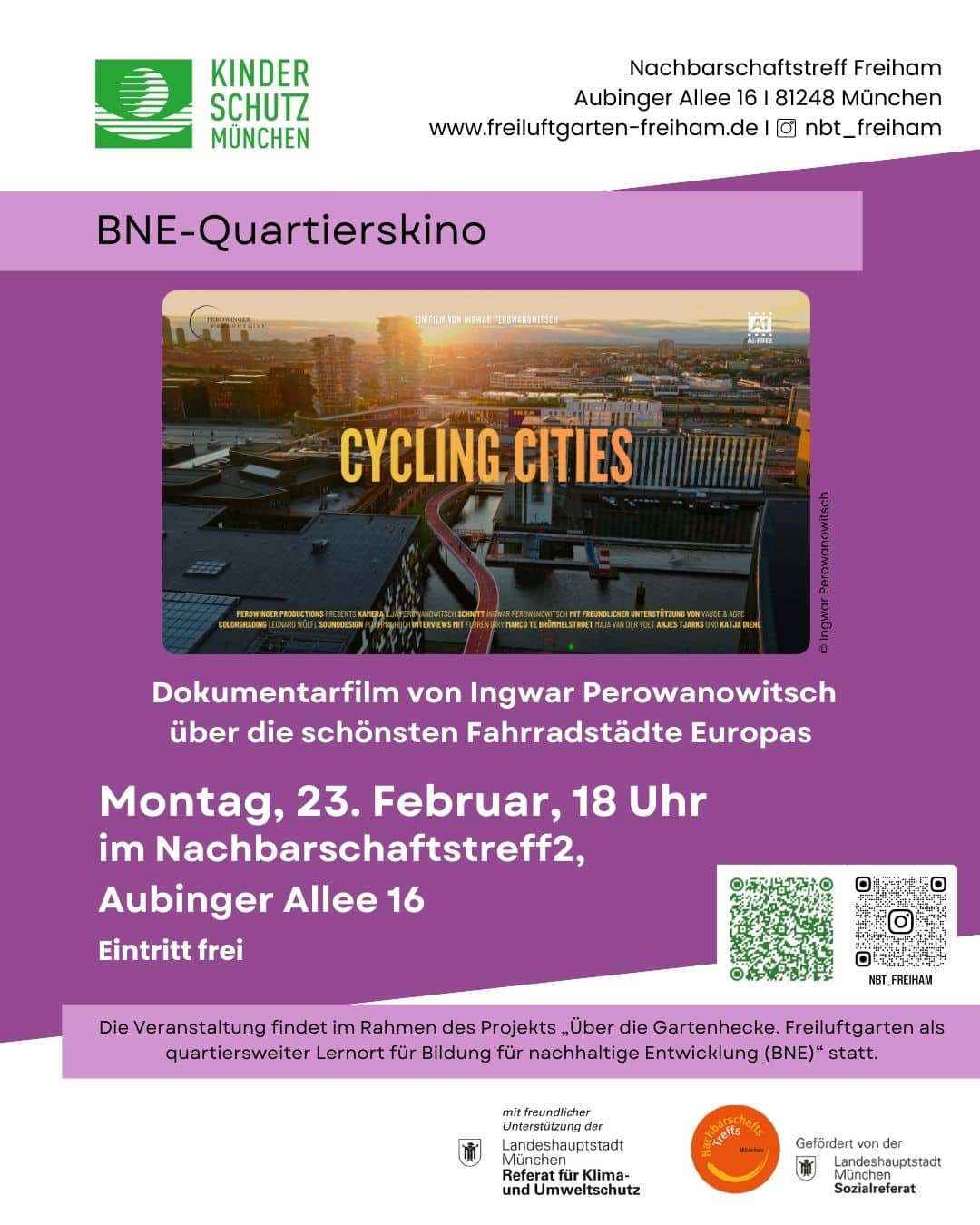 BNE-Quartierskino Freiham – „Cycling Cities“. Ein Film über die schönsten Fahrradstädte Europas
